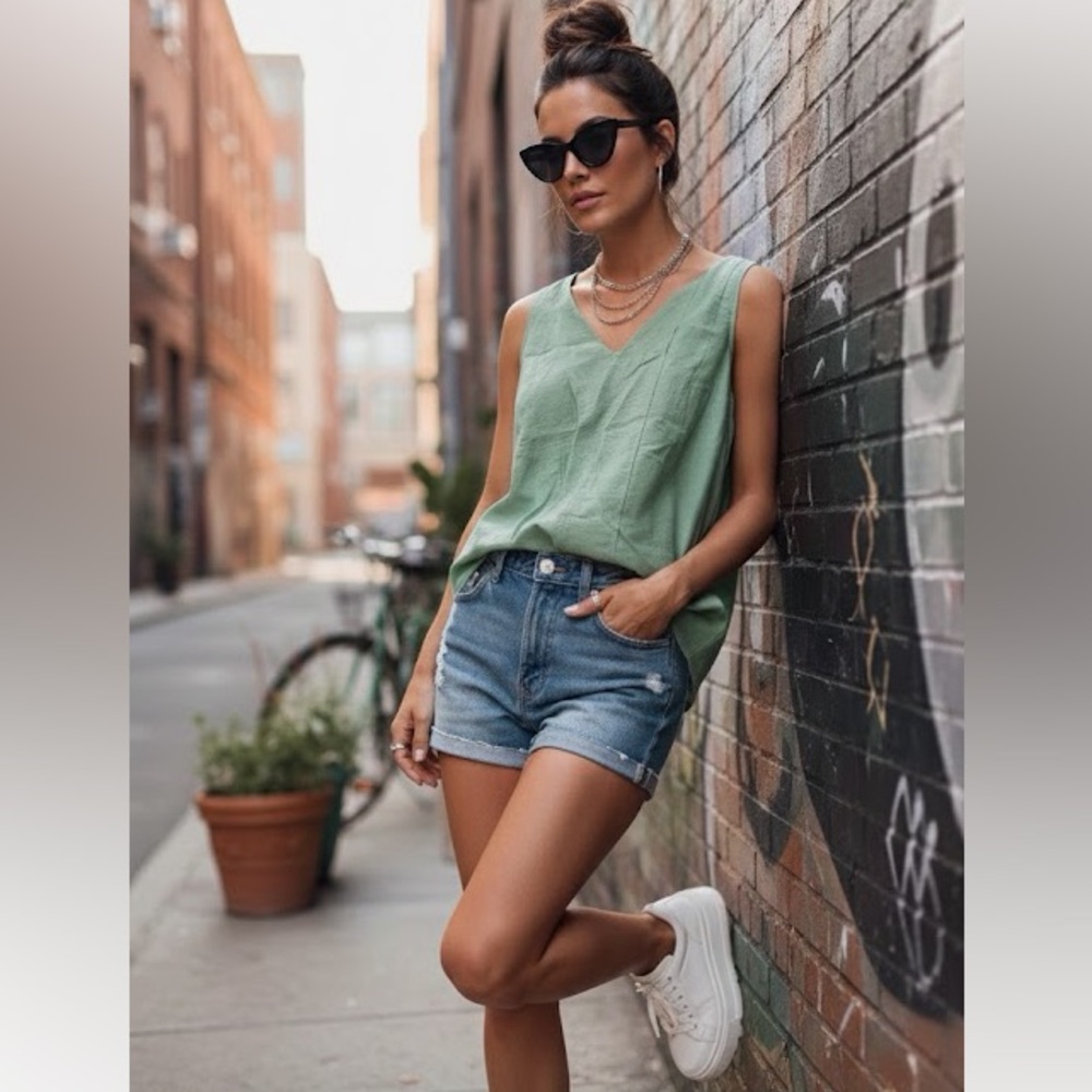 LOFT Light Green Sleeveless Top